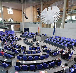 Blick in den Plenarsaal des Deutschen bundestages
