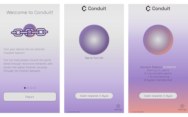 Screenshots der Conduit-Android-App