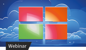 Windows-Logo mit vier farbigen Kacheln vor blauem Wolkenhintergrund.