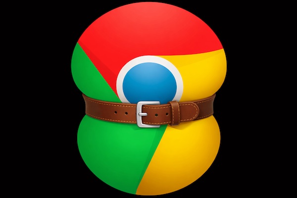 Chrome-Logo mit Gürtel, enger geschnallt