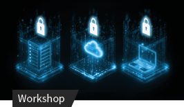 Isometrische Darstellung: Server, Cloud und Laptop mit Sicherheitsschlössern.