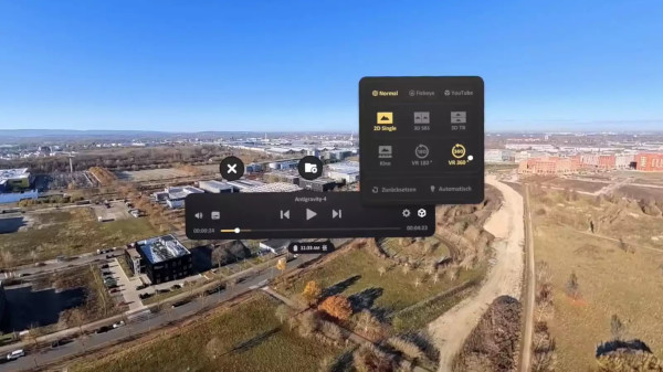 Playback eines A1-360-Grad-Videos in VR.