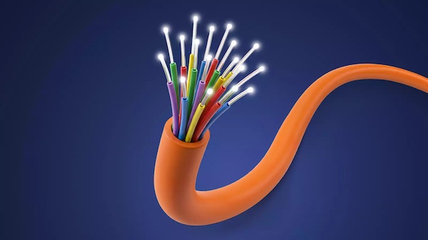 Abstrakter Aufmacher mit einer Abbildung von Glasfaser-Kabeln