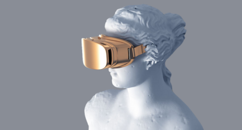 Historische Statue mit KI-Brille