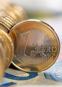 Detailansicht einer Euro-Münze.