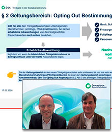 Webinarfolie und die Vortragenden. Foto: ÖGK.