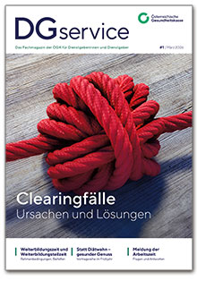 Die Titelseite des Magazins "DGservice". Foto: peterschreiber.media/stock.adobe.com, Montage ÖGK.