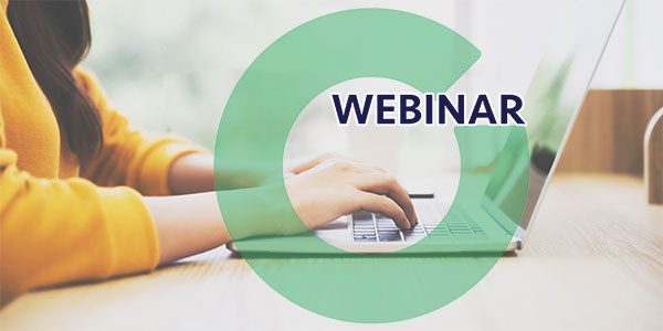 Hände bedienen einen Laptop, über dem Bild liegt das ÖGK-Logo mit dem Schriftzug "Webinar". Foto: Monster Ztudio/stock.adobe.com, Montage ÖGK.