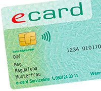 Abbildung einer e-card. Foto: SVC.
