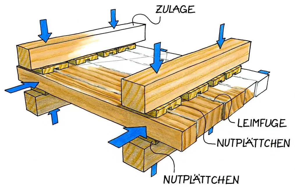 Helfer für die Plattenverleimung
