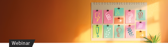 Bunte Icons auf Karten als Visualisierung eines kreativen Webinar Formats