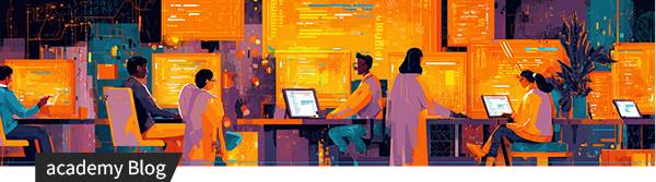 Team arbeitet gemeinsam an Computern in einer modernen digitalen Arbeitsumgebung