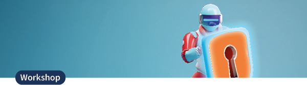 Illustration eines Roboters mit Sicherheitsschild