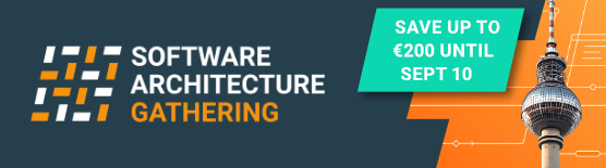 Banner zur Software Architecture Gathering mit Hinweis auf bis zu 200 € Ersparnis bis zum 10. September und Berliner Fernsehturm.