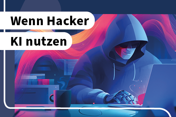 Whitepaper "Wenn Hacker KI nutzen" auf blauem Untergrund