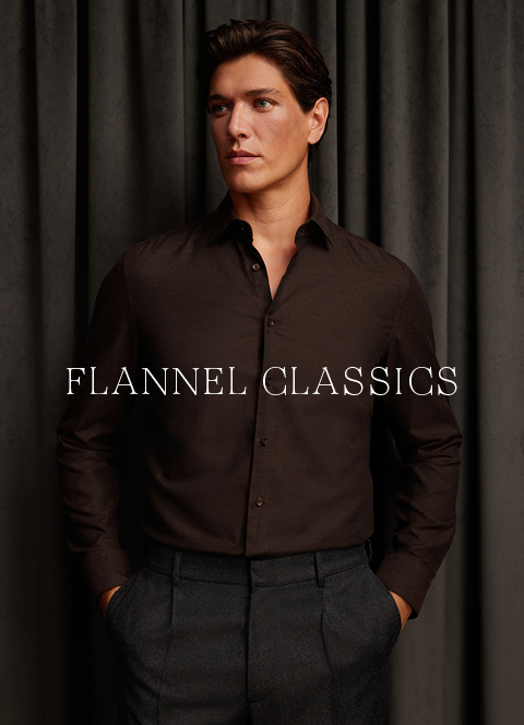 Slim Flanellhemd Uni