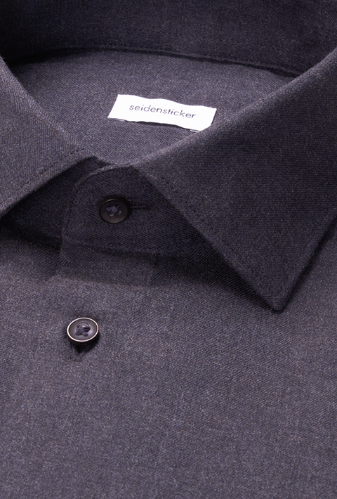 Shaped Flanellhemd Uni