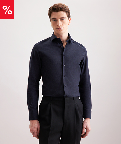 Slim Flanellhemd Uni
