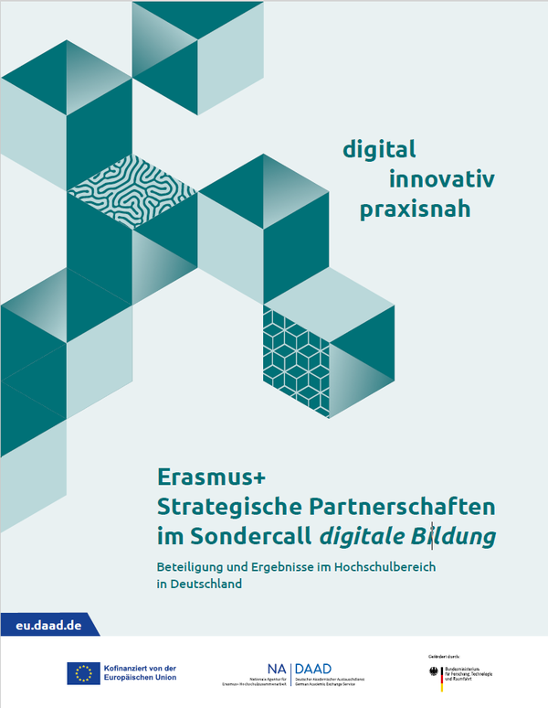 Cover der Evaluationsbroschüre "Erasmus+ Strategische Partnerschaften im Sonderfall digitale Bildung".