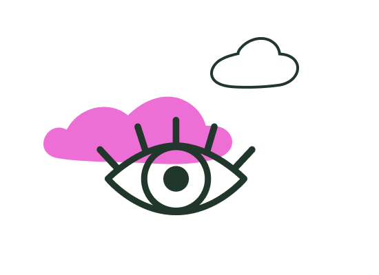 Illustration eines Auges und zweier Wolken im Hintergrund